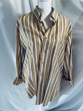 W.H. Belk Mens XL Striped Button Down Shirt 100% Cotton